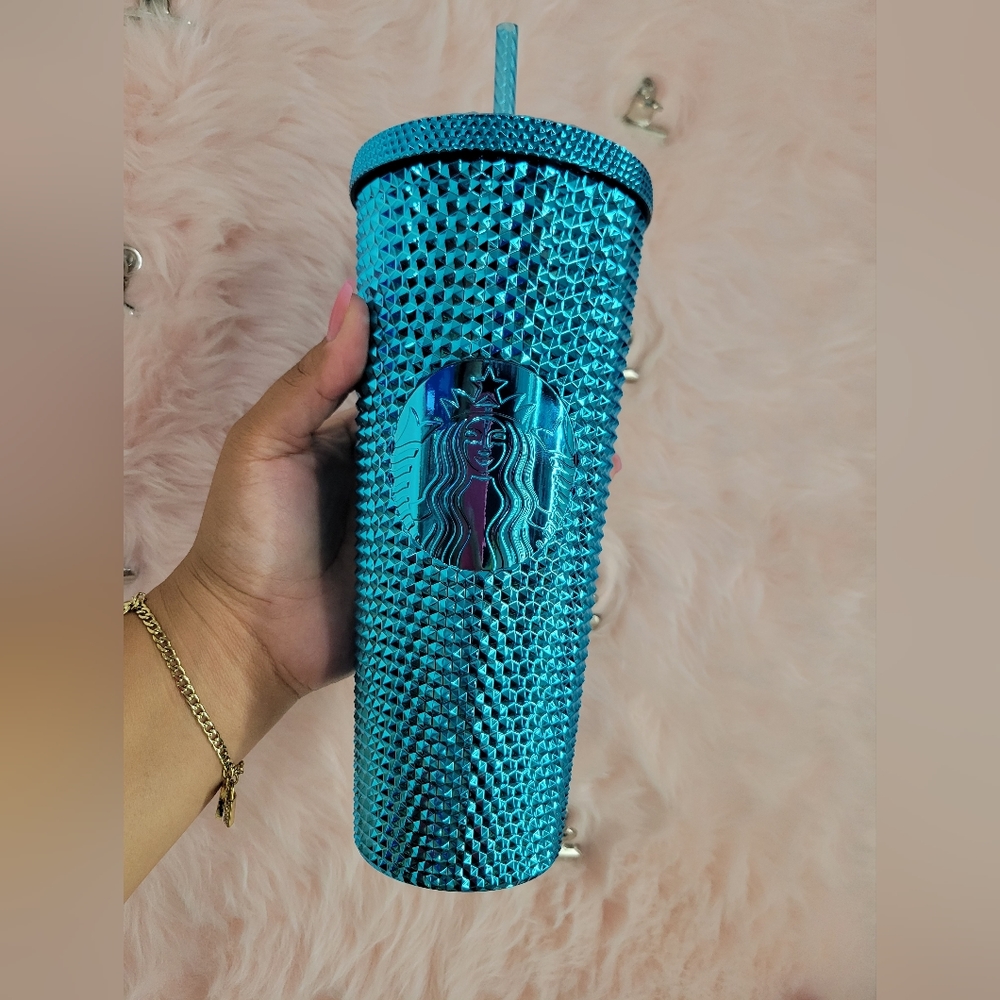New Teal Turquoise Blue Venti Bling starbucks cup